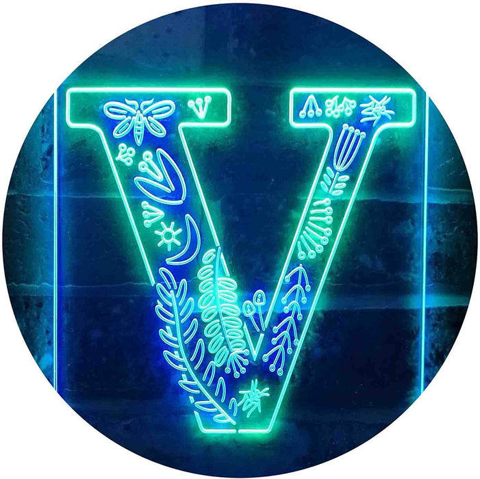 Family Name Letter V Monogram Initial LED Light Sign - Way Up Gifts