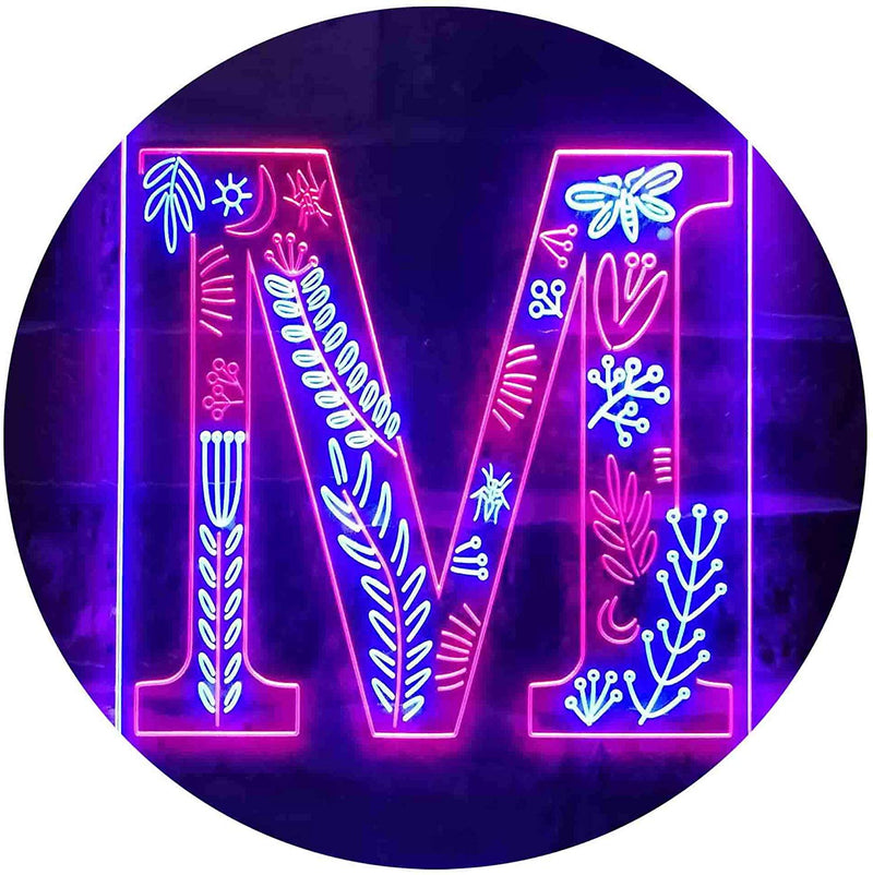 Family Name Letter M Initial Monogram LED Light Sign - LED Gift Works