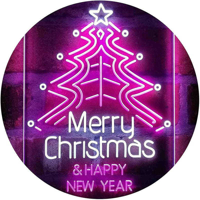 Merry Christmas Happy New Year LED Light Sign - LED Gift Works