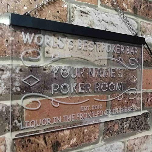 Personalized Poker Room Bar LED Light Sign - Way Up Gifts