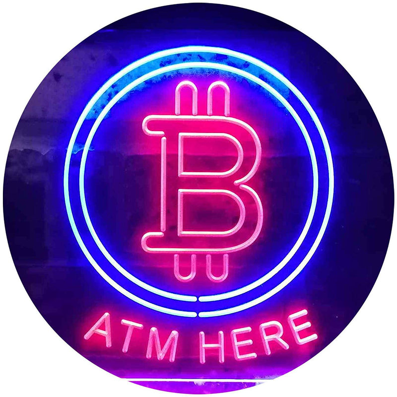 Bitcoin ATM Here LED Light Sign - LED Gift Works