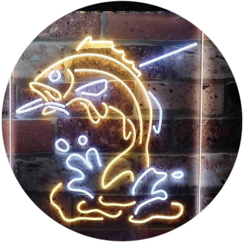 Fish on Hook Fishing Bait Store Cabin Decor LED Light Sign - LED Gift Works