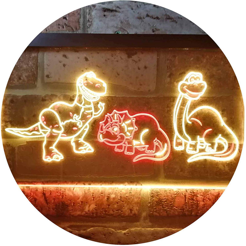Dinosaur T Rex Triceratops Night Light Kids Bedroom Decor LED Light Sign - LED Gift Works