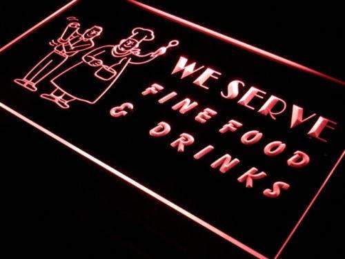 Fine Food Drinks LED Light Sign - Way Up Gifts