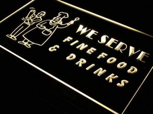 Fine Food Drinks LED Light Sign - Way Up Gifts