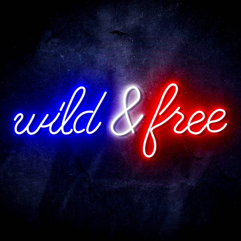 Wild and Free Ultra-Bright LED Sign with Remote (Neon-Style, LED Technology) - LED Gift Works