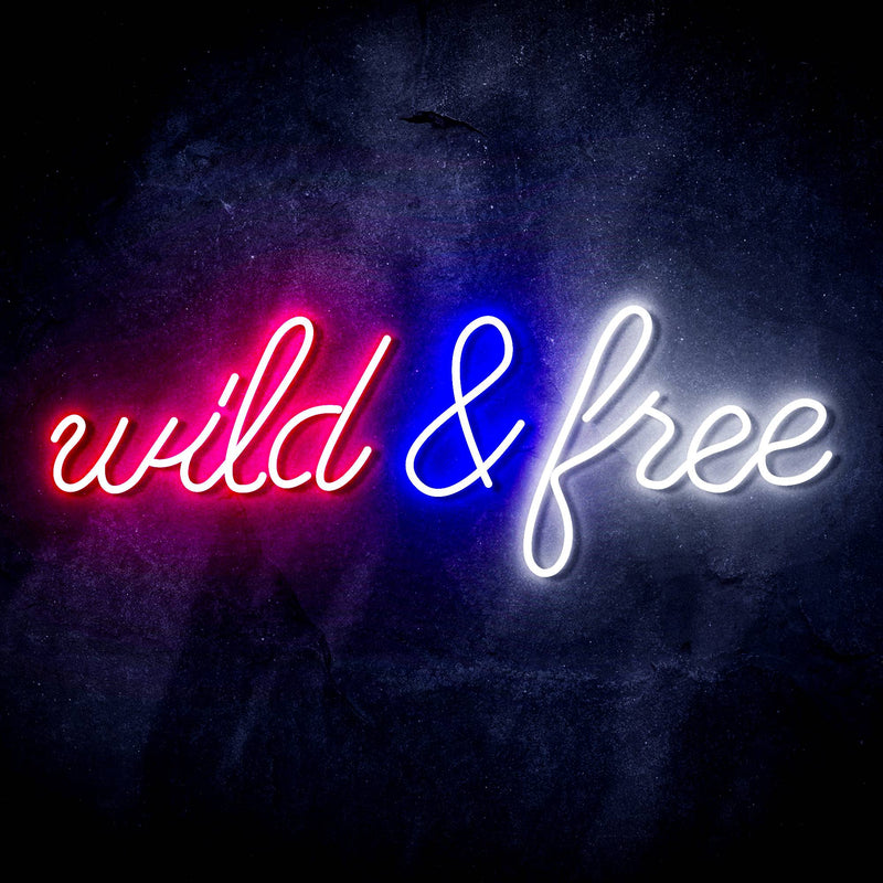 Wild and Free Ultra-Bright LED Sign with Remote (Neon-Style, LED Technology) - LED Gift Works