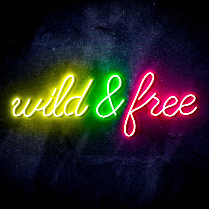 Wild and Free Ultra-Bright LED Sign with Remote (Neon-Style, LED Technology) - Way Up Gifts