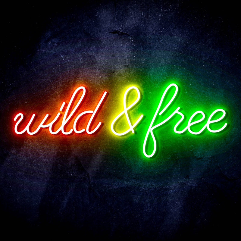 Wild and Free Ultra-Bright LED Sign with Remote (Neon-Style, LED Technology) - LED Gift Works