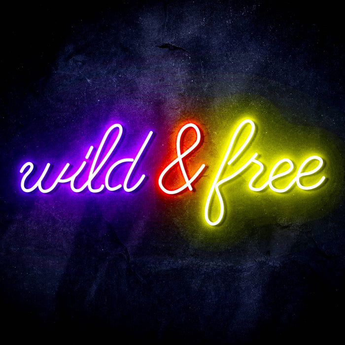 Wild and Free Ultra-Bright LED Sign with Remote (Neon-Style, LED Technology) - Way Up Gifts