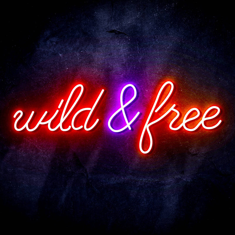 Wild and Free Ultra-Bright LED Sign with Remote (Neon-Style, LED Technology) - LED Gift Works