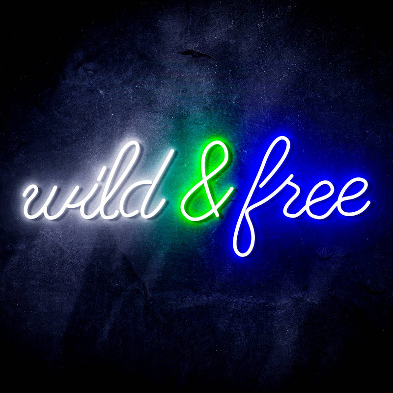 Wild and Free Ultra-Bright LED Sign with Remote (Neon-Style, LED Technology) - LED Gift Works