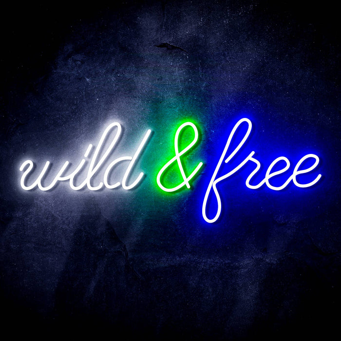 Wild and Free Ultra-Bright LED Sign with Remote (Neon-Style, LED Technology) - Way Up Gifts