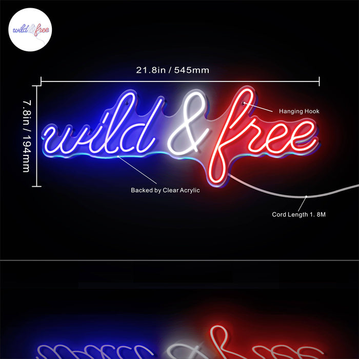 Wild and Free Ultra-Bright LED Sign with Remote (Neon-Style, LED Technology) - Way Up Gifts