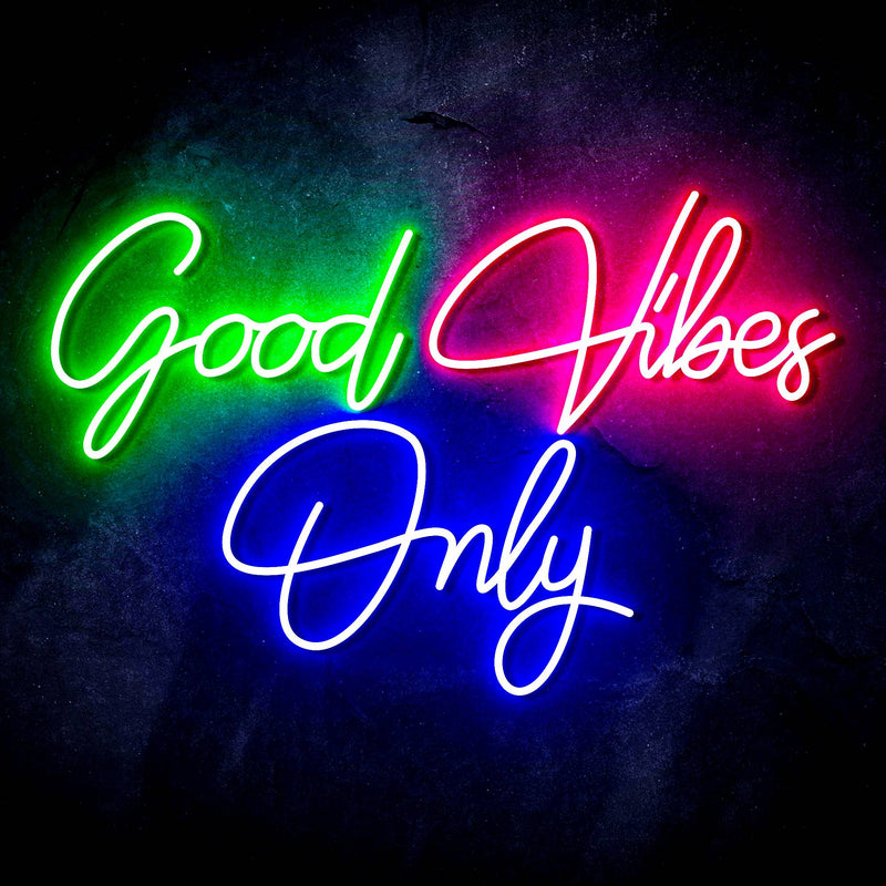 Good Vibes Only Ultra-Bright LED Sign with Remote (Neon-Style, LED Technology) - LED Gift Works