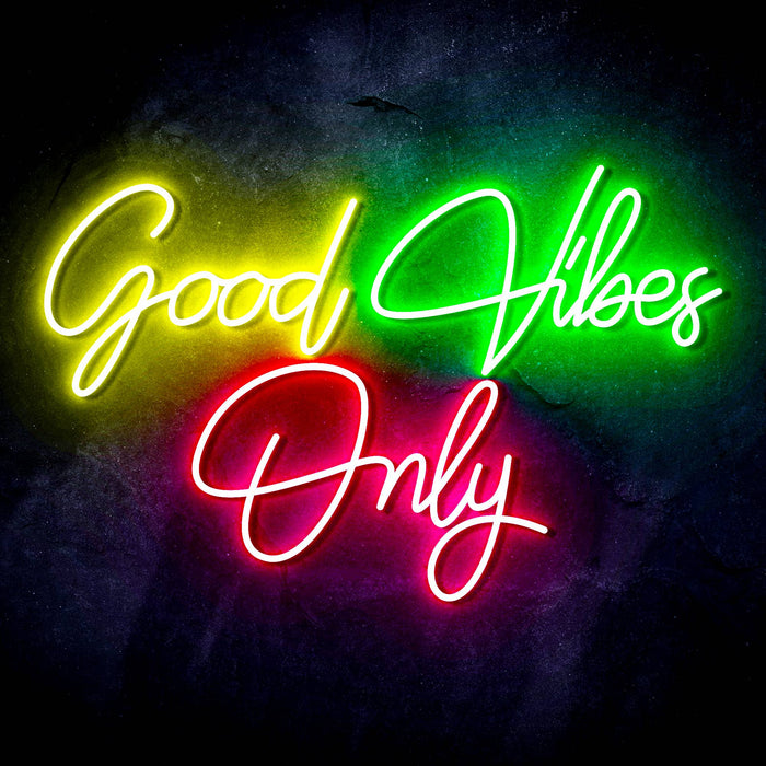Good Vibes Only Ultra-Bright LED Sign with Remote (Neon-Style, LED Technology) - Way Up Gifts
