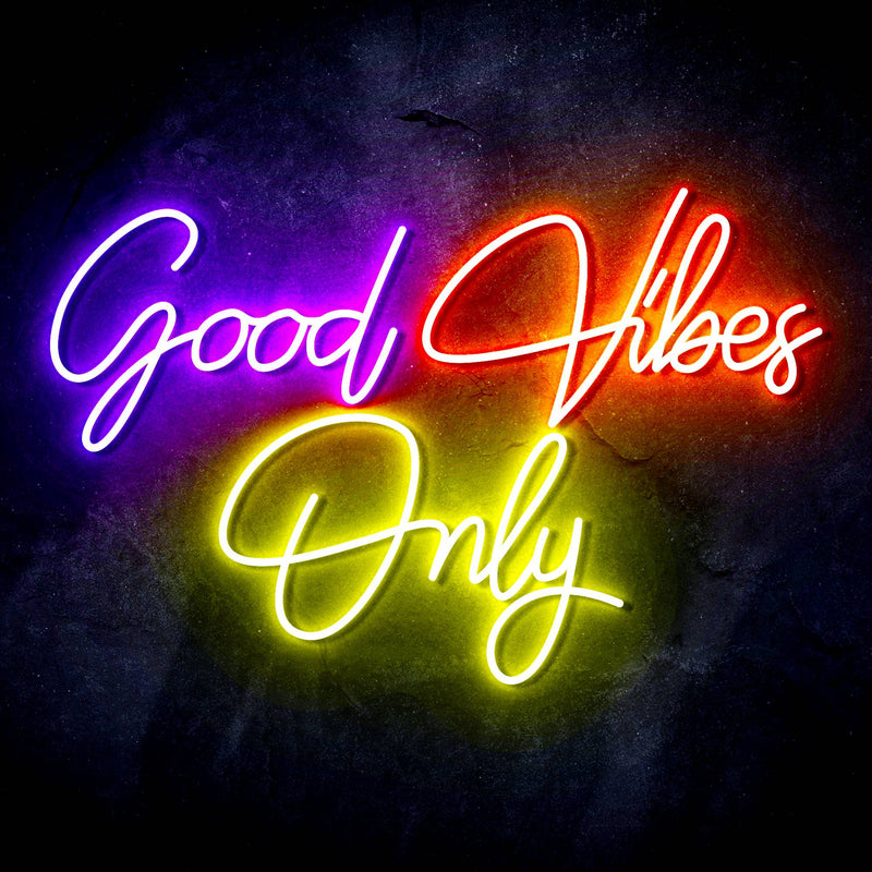 Good Vibes Only Ultra-Bright LED Sign with Remote (Neon-Style, LED Technology) - LED Gift Works