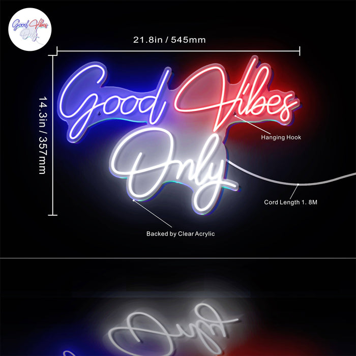 Good Vibes Only Ultra-Bright LED Sign with Remote (Neon-Style, LED Technology) - Way Up Gifts