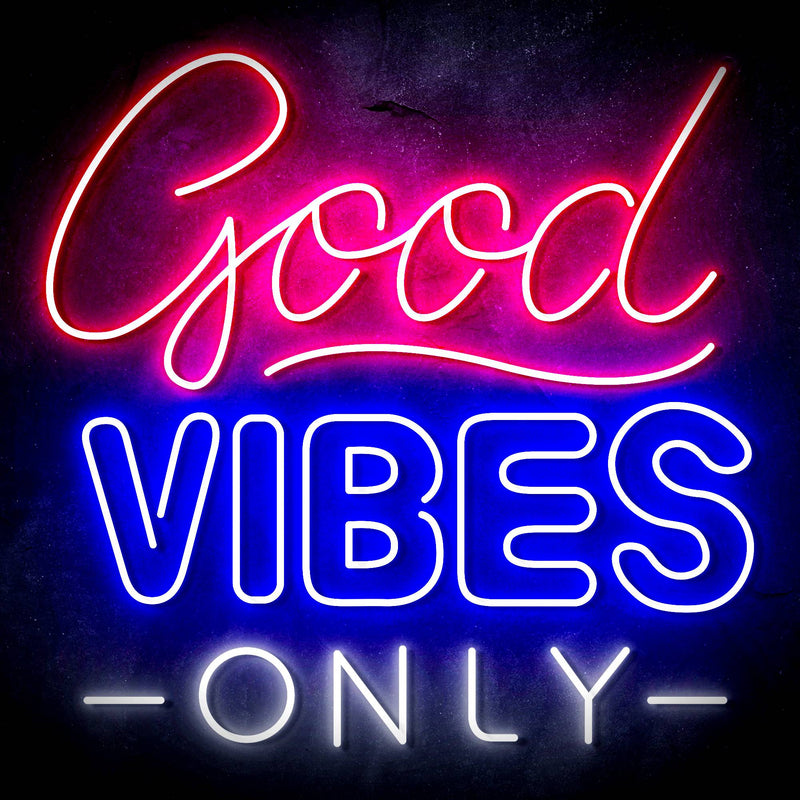 Good Vibes Only Ultra-Bright LED Sign with Remote (Neon-Style, LED Technology) - LED Gift Works