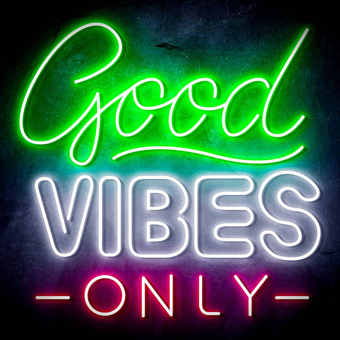 Good Vibes Only Ultra-Bright LED Sign with Remote (Neon-Style, LED Technology) - Way Up Gifts