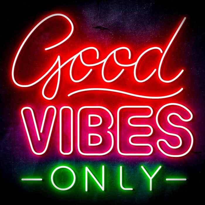Good Vibes Only Ultra-Bright LED Sign with Remote (Neon-Style, LED Technology) - Way Up Gifts