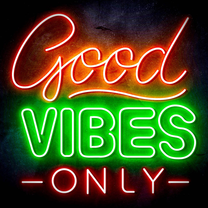 Good Vibes Only Ultra-Bright LED Sign with Remote (Neon-Style, LED Technology) - LED Gift Works