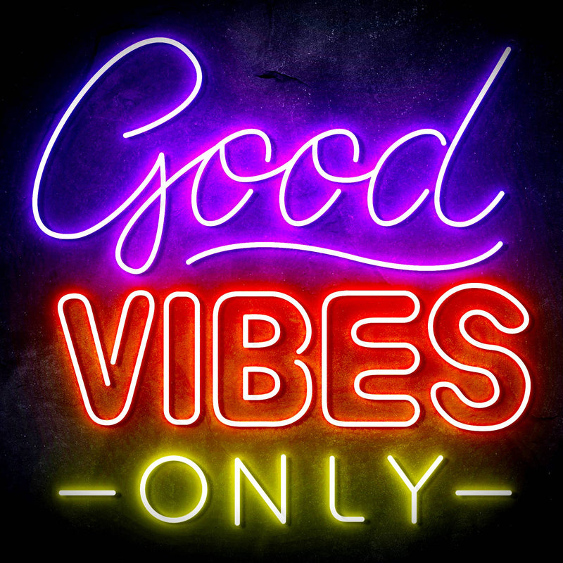 Good Vibes Only Ultra-Bright LED Sign with Remote (Neon-Style, LED Technology) - LED Gift Works