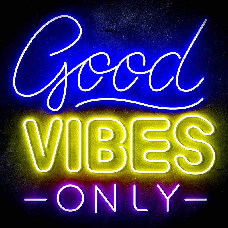 Good Vibes Only Ultra-Bright LED Sign with Remote (Neon-Style, LED Technology) - LED Gift Works