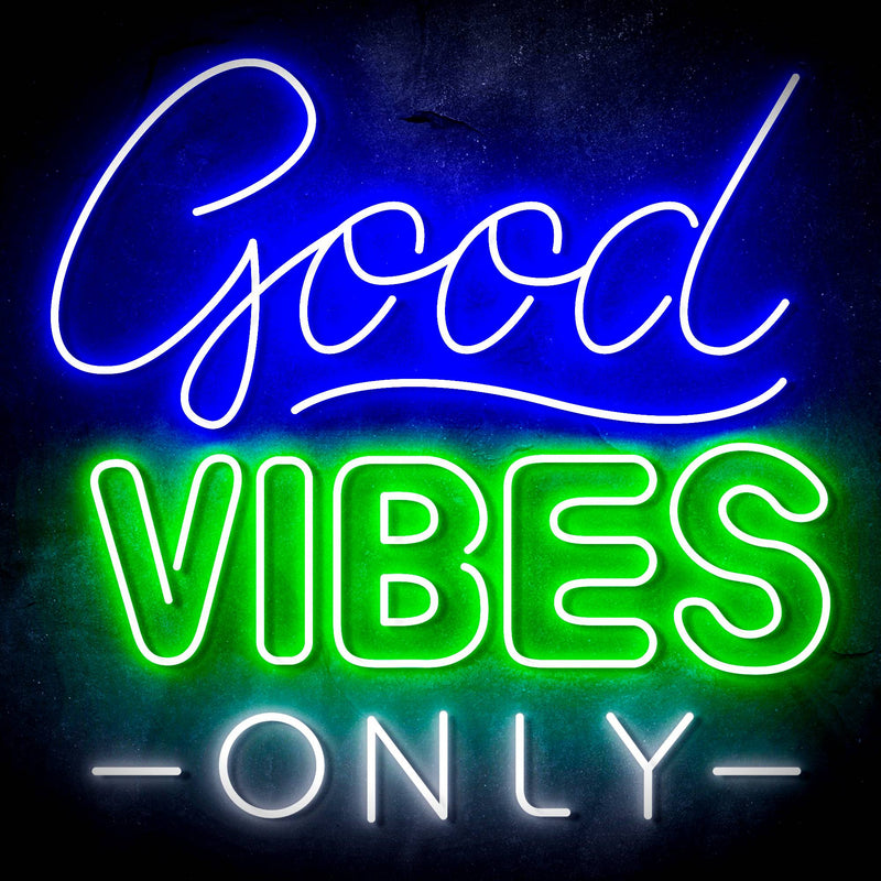 Good Vibes Only Ultra-Bright LED Sign with Remote (Neon-Style, LED Technology) - LED Gift Works