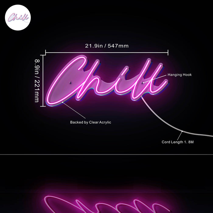 Chill Text Quote Ultra-Bright LED Sign with Remote (Neon-Style, LED Technology) - Way Up Gifts