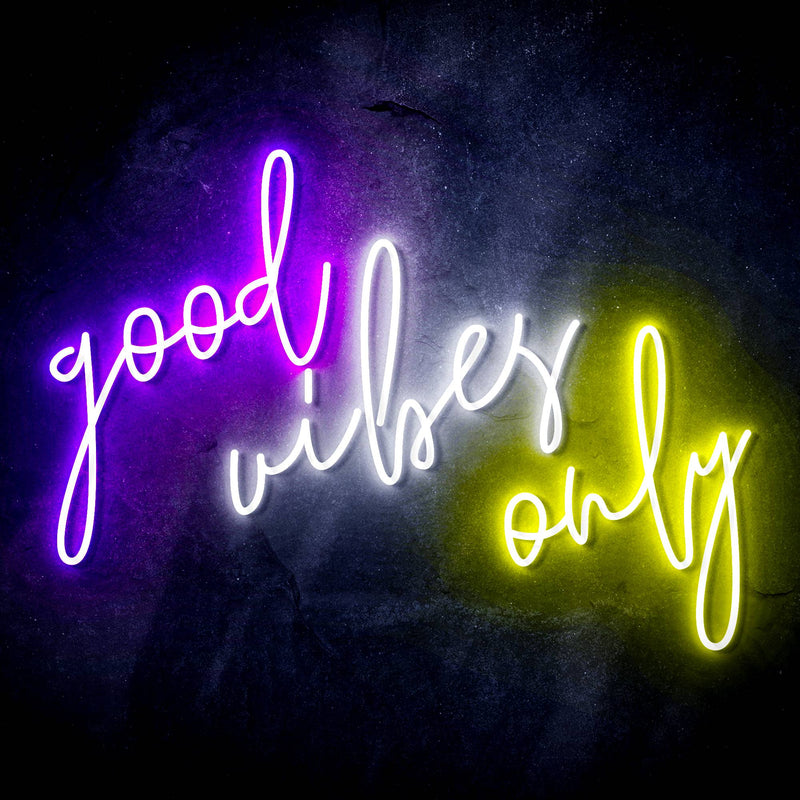 Good Vibes Only Ultra-Bright LED Sign with Remote (Neon-Style, LED Technology) - LED Gift Works