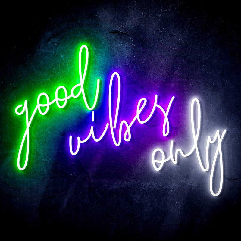 Good Vibes Only Ultra-Bright LED Sign with Remote (Neon-Style, LED Technology) - LED Gift Works