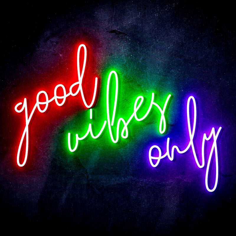 Good Vibes Only Ultra-Bright LED Sign with Remote (Neon-Style, LED Technology) - LED Gift Works