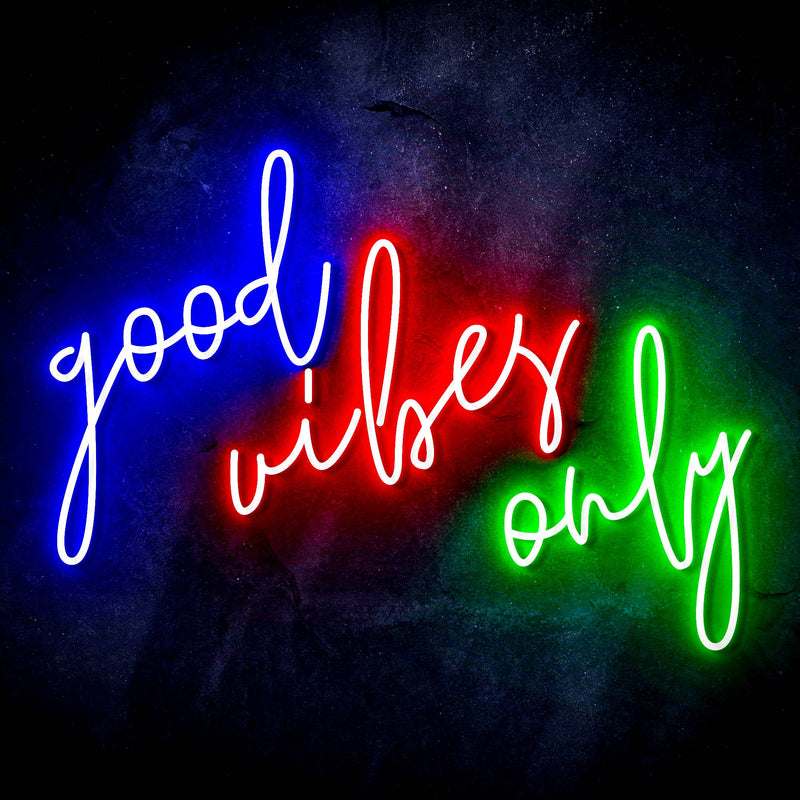 Good Vibes Only Ultra-Bright LED Sign with Remote (Neon-Style, LED Technology) - LED Gift Works