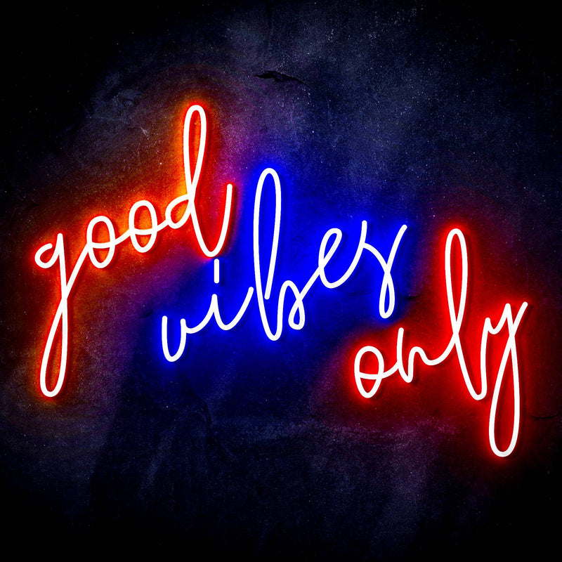 Good Vibes Only Ultra-Bright LED Sign with Remote (Neon-Style, LED Technology) - LED Gift Works