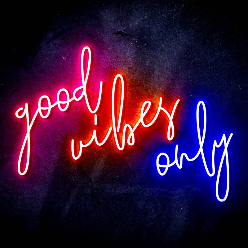 Good Vibes Only Ultra-Bright LED Sign with Remote (Neon-Style, LED Technology) - LED Gift Works