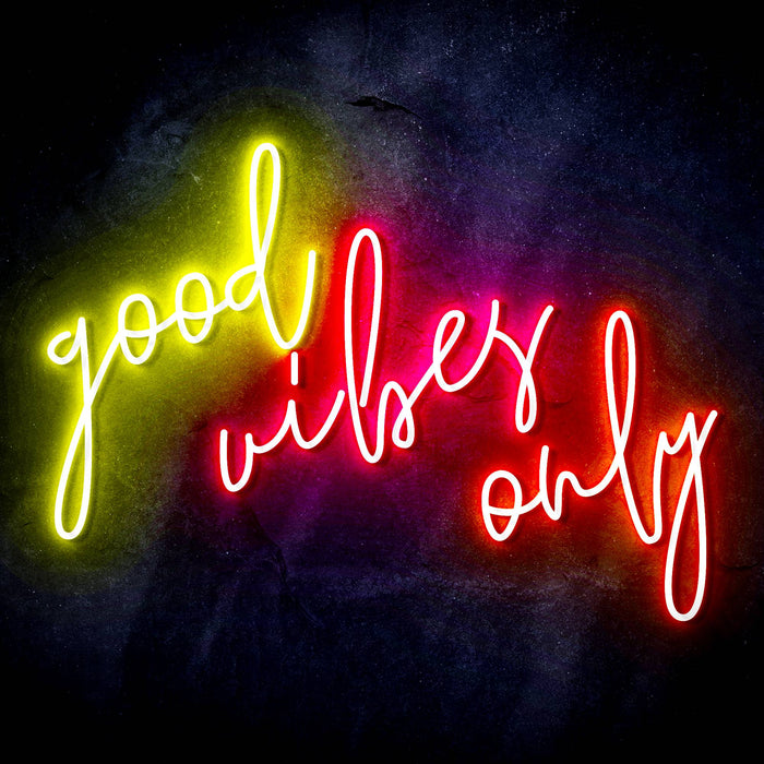 Good Vibes Only Ultra-Bright LED Sign with Remote (Neon-Style, LED Technology) - Way Up Gifts