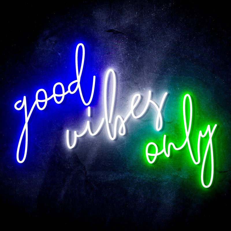 Good Vibes Only Ultra-Bright LED Sign with Remote (Neon-Style, LED Technology) - LED Gift Works