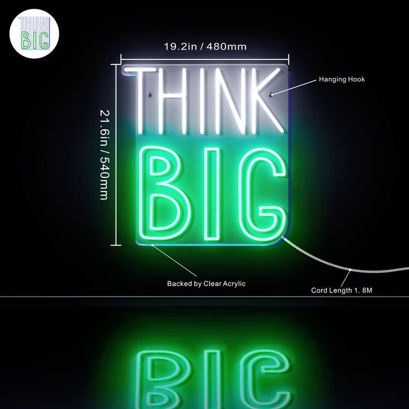 Think Big Ultra-Bright LED Sign with Remote (Neon-Style, LED Technology) - LED Gift Works