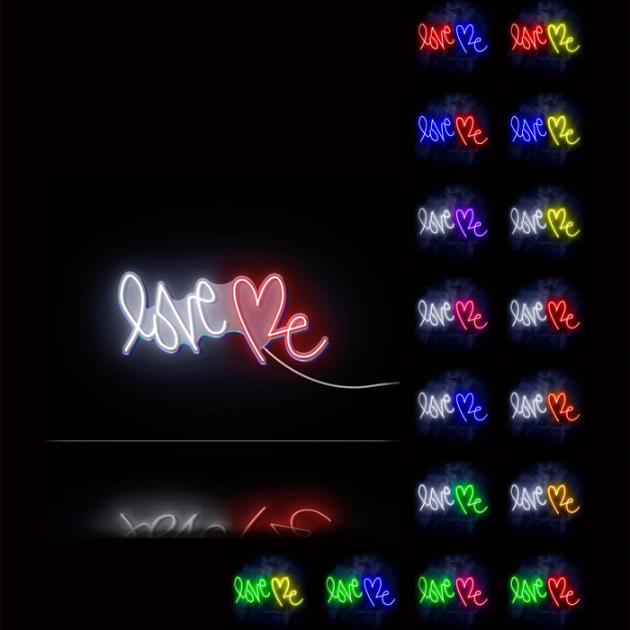 Love Me with Heart Ultra-Bright LED Sign with Remote (Neon-Style, LED Technology) - Way Up Gifts