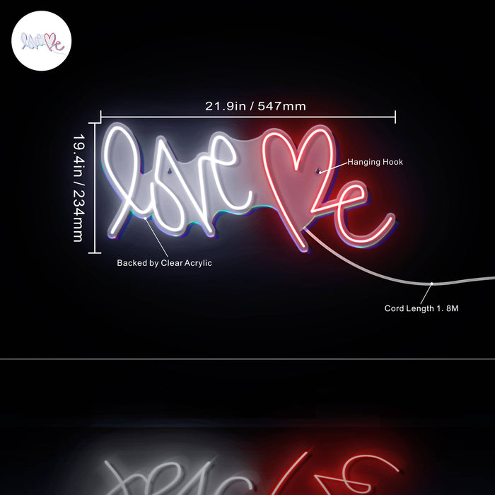 Love Me with Heart Ultra-Bright LED Sign with Remote (Neon-Style, LED Technology) - Way Up Gifts