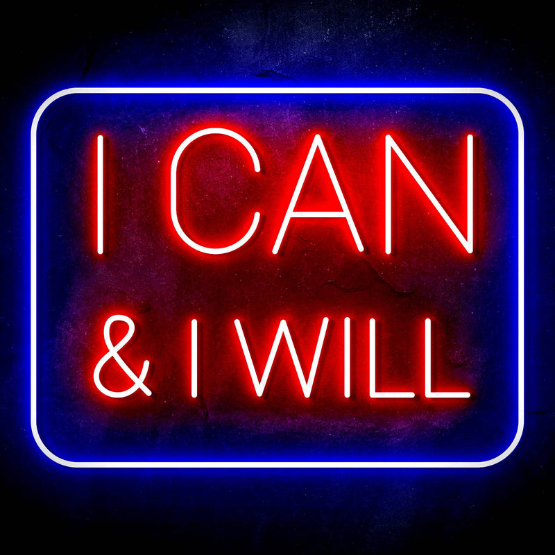 I Can & I Will Motivational Quote Ultra-Bright LED Sign with Remote (Neon-Style, LED Technology) - LED Gift Works