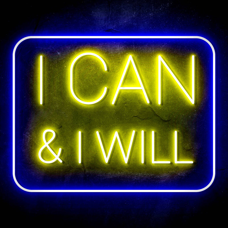 I Can & I Will Motivational Quote Ultra-Bright LED Sign with Remote (Neon-Style, LED Technology) - LED Gift Works