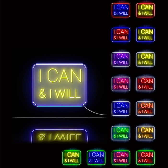 I Can & I Will Motivational Quote Ultra-Bright LED Sign with Remote (Neon-Style, LED Technology) - Way Up Gifts