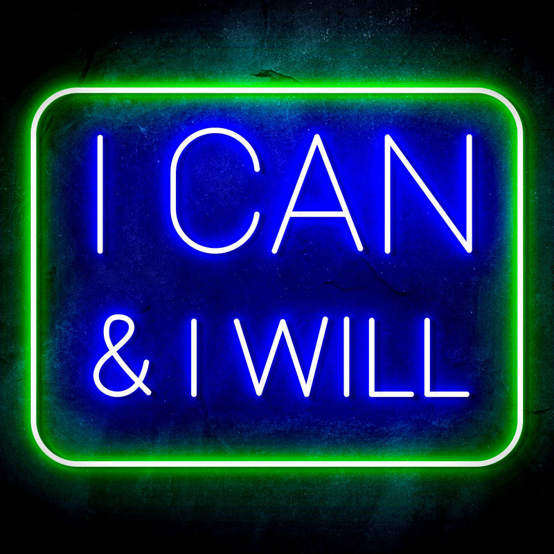 I Can & I Will Motivational Quote Ultra-Bright LED Sign with Remote (Neon-Style, LED Technology) - LED Gift Works