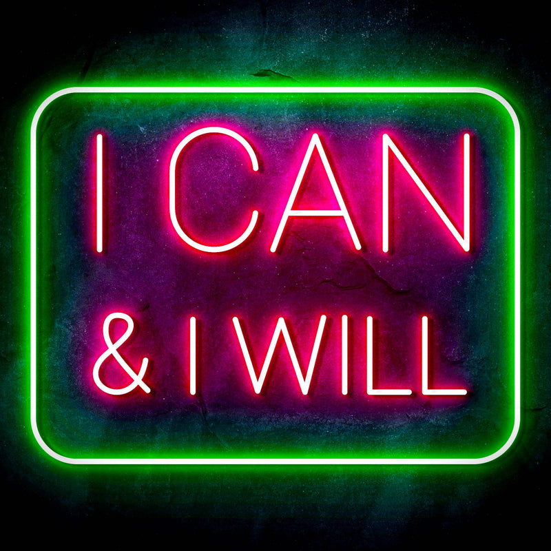 I Can & I Will Motivational Quote Ultra-Bright LED Sign with Remote (Neon-Style, LED Technology) - LED Gift Works