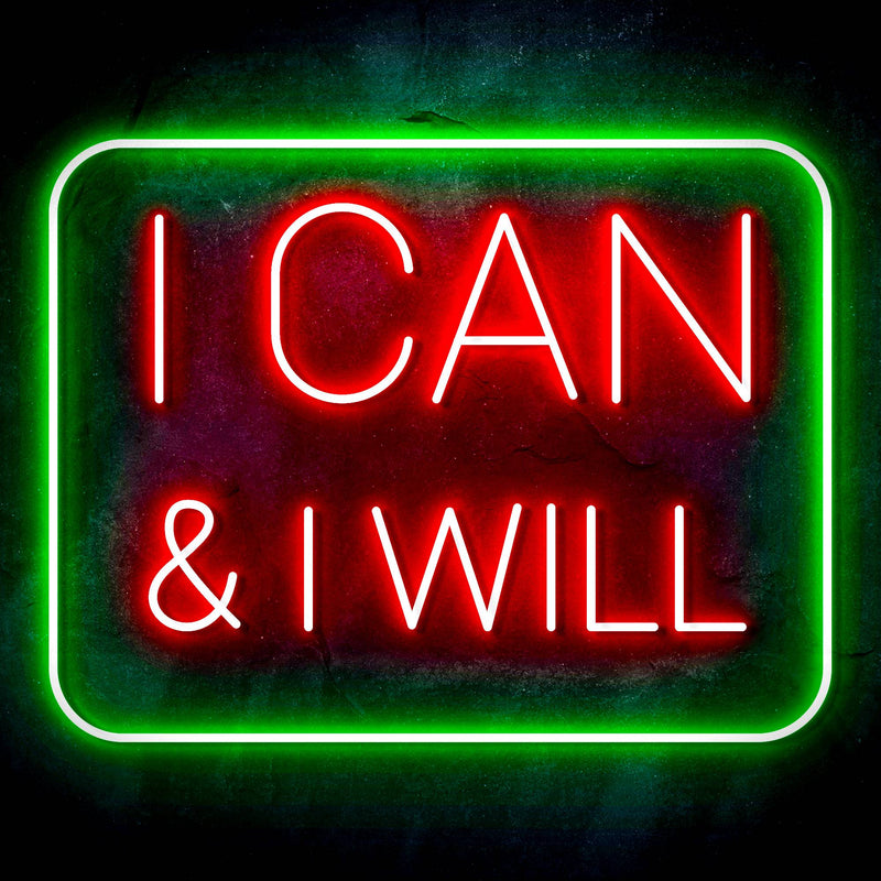 I Can & I Will Motivational Quote Ultra-Bright LED Sign with Remote (Neon-Style, LED Technology) - LED Gift Works
