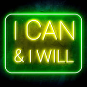 I Can & I Will Motivational Quote Ultra-Bright LED Sign with Remote (Neon-Style, LED Technology) - LED Gift Works