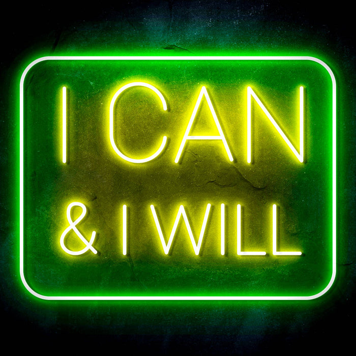 I Can & I Will Motivational Quote Ultra-Bright LED Sign with Remote (Neon-Style, LED Technology) - Way Up Gifts