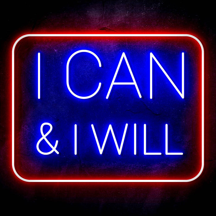 I Can & I Will Motivational Quote Ultra-Bright LED Sign with Remote (Neon-Style, LED Technology) - Way Up Gifts